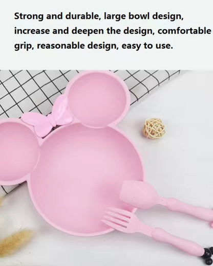 Minnie mouse plastic plate with fork and spoon