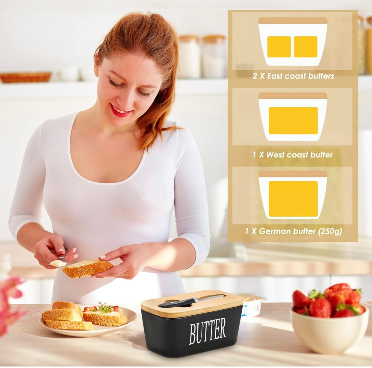 Rectangular sealed box storage for butter