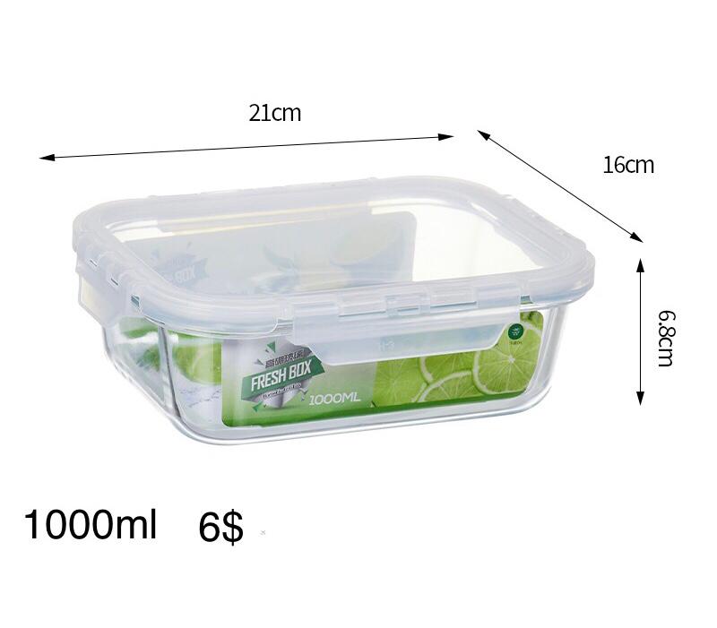 Glass food storage with sealed lid