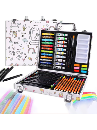 53 Pieces Painting Set, Colored Pencil Set, Beginner's Choice: Quick Drying, 12 Color Acrylic Painting Set With 11 Brushes, Canvas, Wood, Rock, Ceramic Color Palette - Very Suitable For Children And Beginners