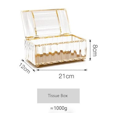 Tissue box clear and golde