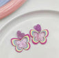 Butterfly pink and purple earrings