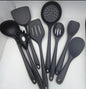 Set of 8 black pieces of kitchen utensils