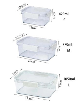 Set of 3 : Plexi Storing fruits and vegetables with sealed lid kitchen storage boxes,