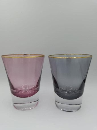 Glass cups with gold tip