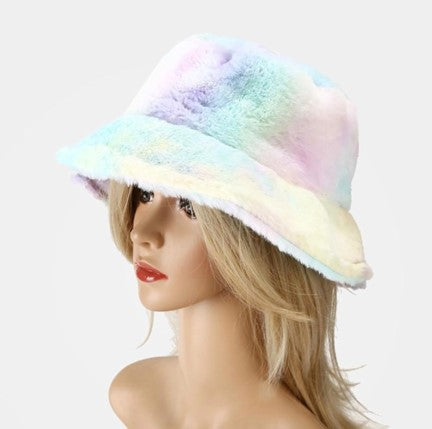 Fluffy , soft and colored hat for winter