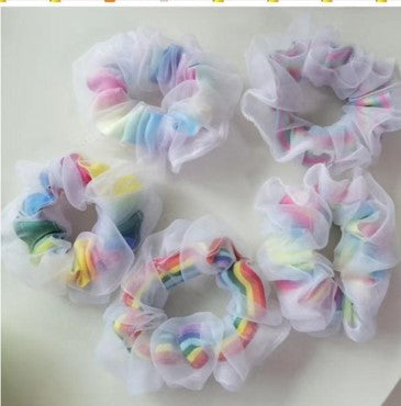 Set of 4 rainbow hair ties