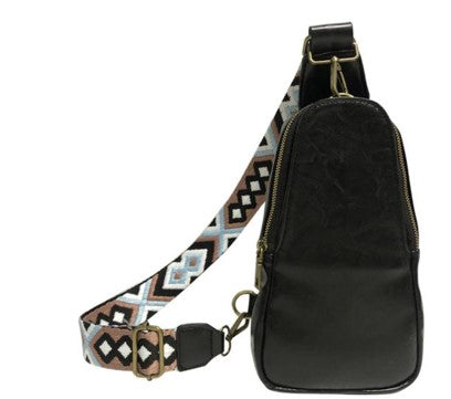 Cross black bag for women with gold zipper