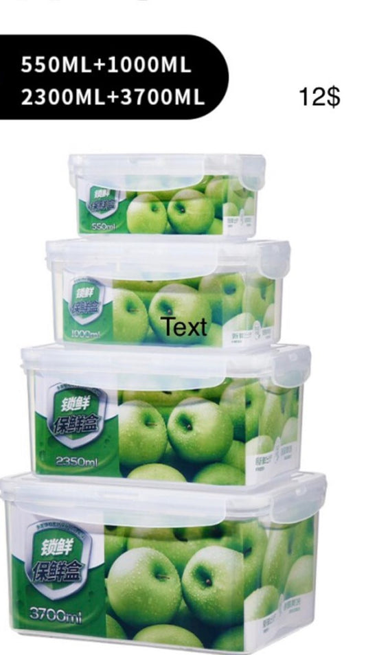 Set of 4  storage squared box with sealed lid