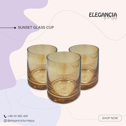 Elegant glass cup-Goldish brown/Sunset glass cup