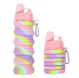 Foldable water bottle pink and rainbow color