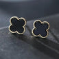 Van cleef flower earrings black and gold