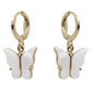 Butterfly white and gold earrings