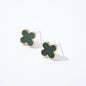 Van cleef flower earrings gold and dark green