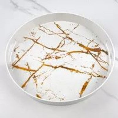 Marble tray white and gold