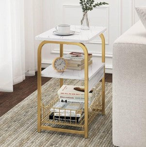 Modern side table white and gold